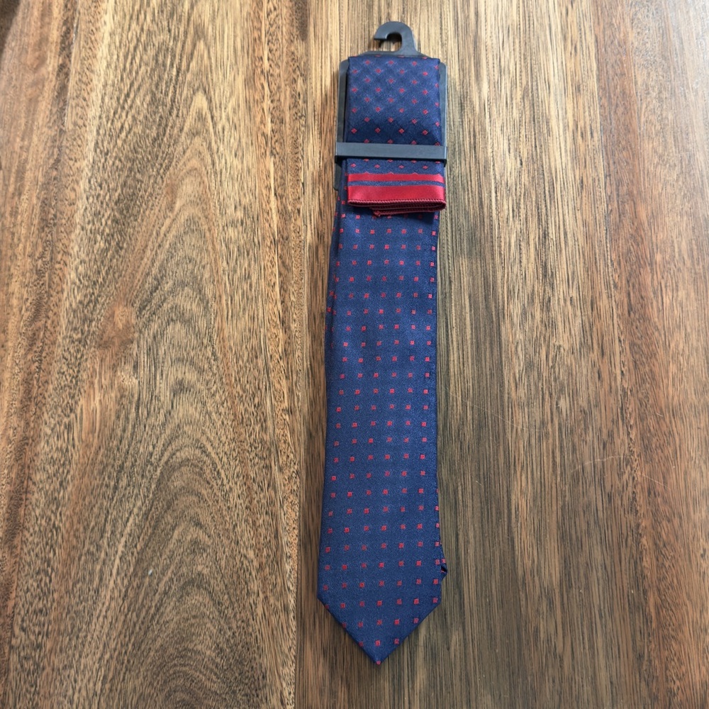 Blue and Red Geometric Tie